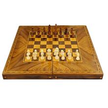 شطرنج و تخته نرد اوستا طرح معرق مدل چوب گردو جنگلی سایز 50 سانتی متر